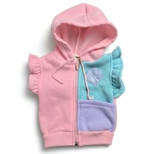 VINTAGE 90's Little By Little Pastel Colorblock Ruffles Sleeveless Hoodie 0-6M